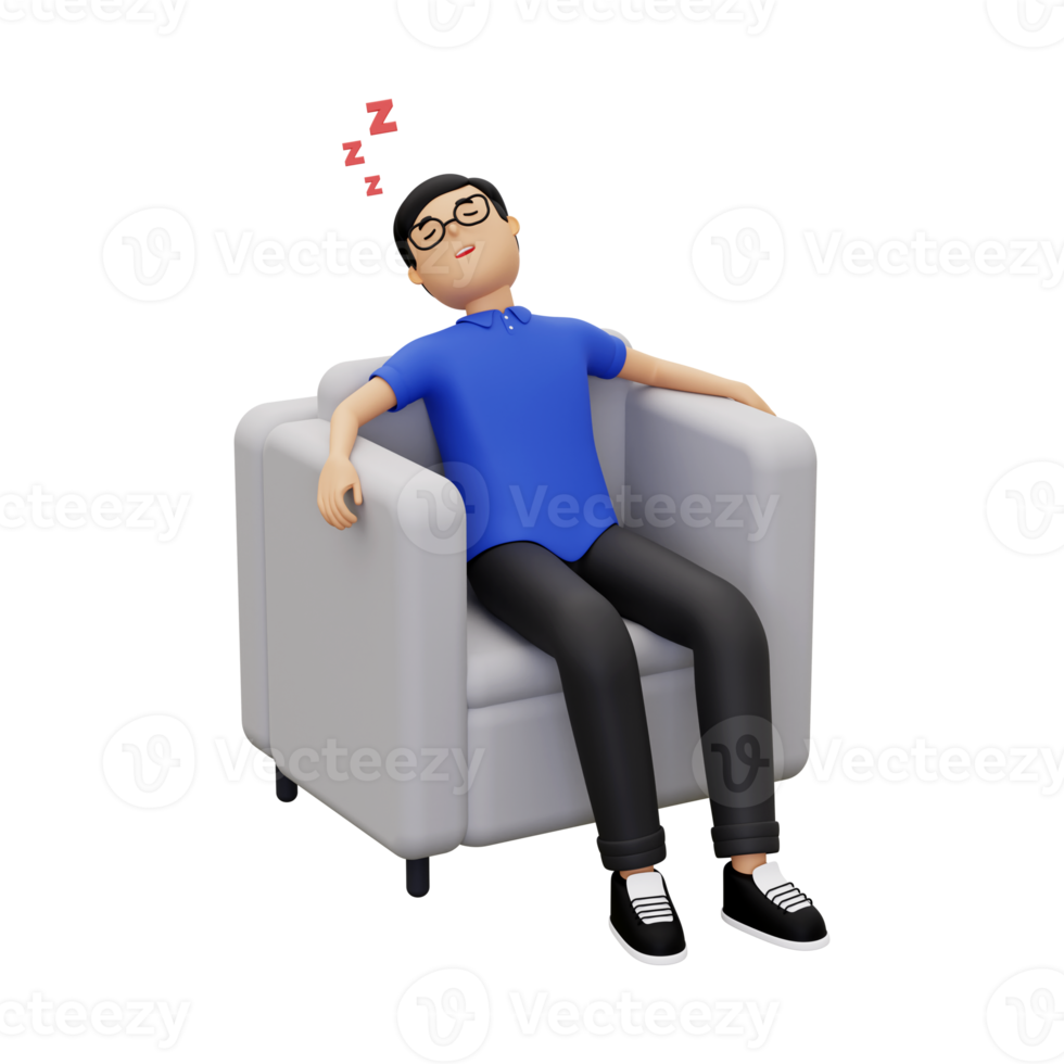 3d man sleeping on the sofa png