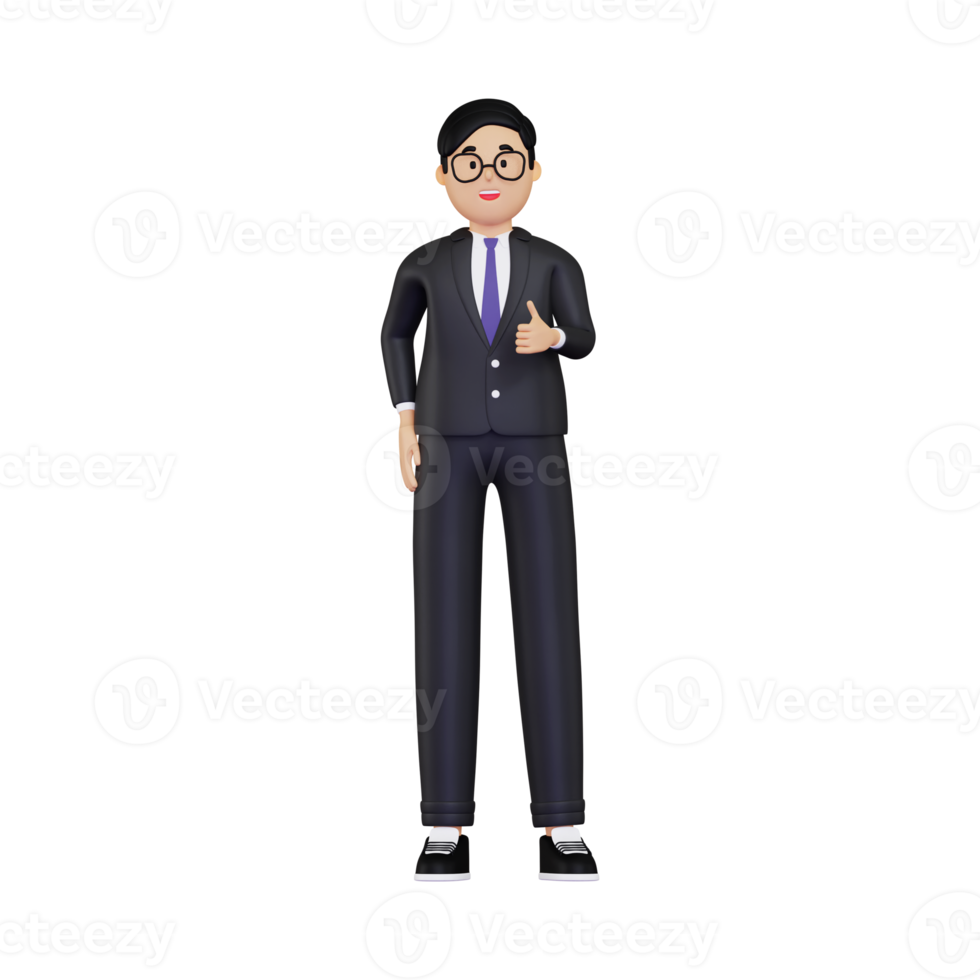 3d Businessman showing thumbs up illustration png