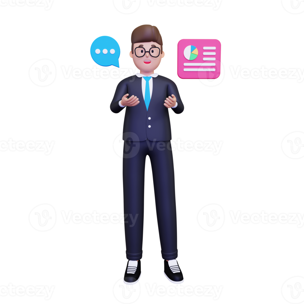 3d Businessman doing presentation illustration png