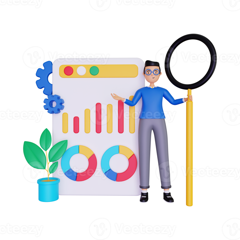 3d Business Analysis Strategy illustration png