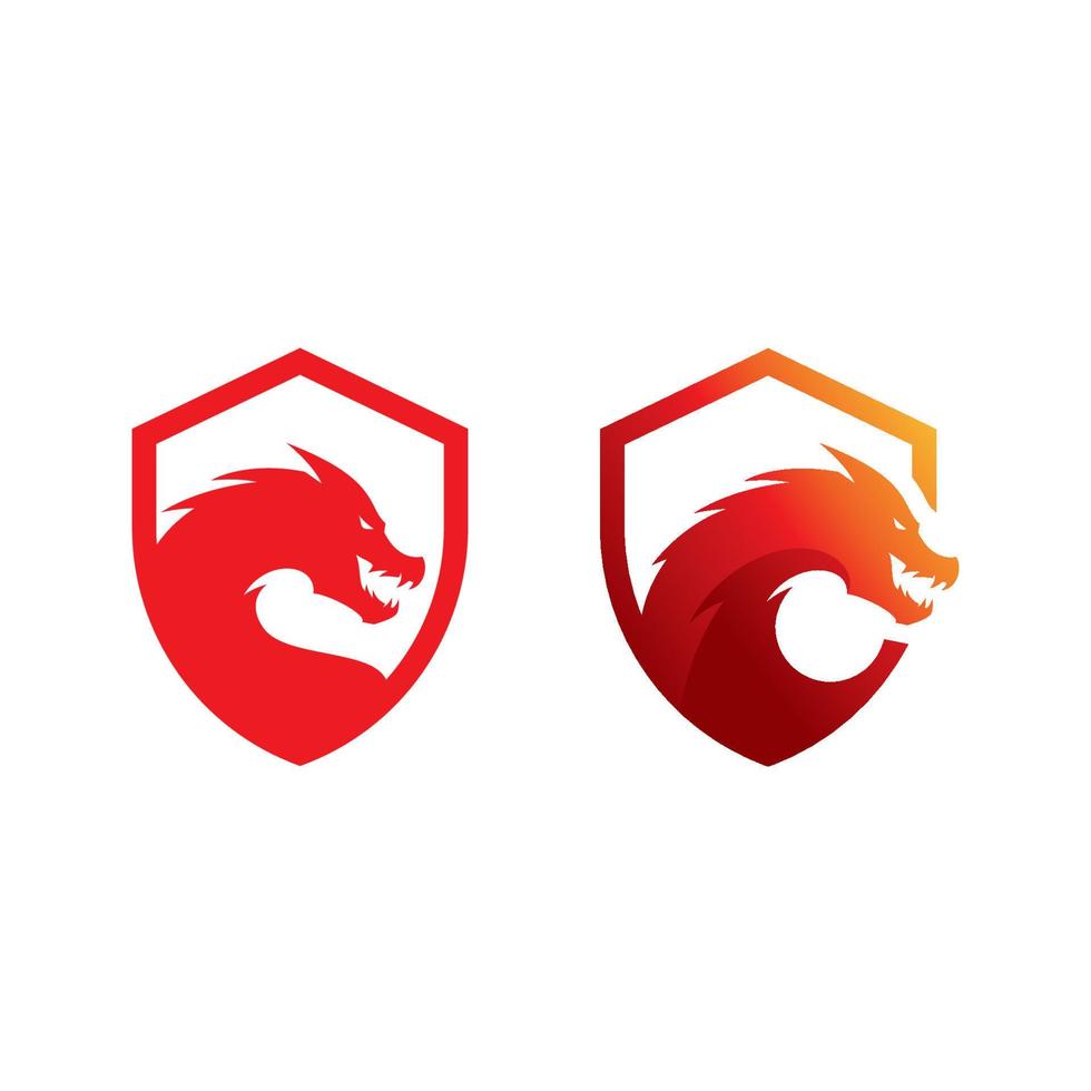 ilustración de cabeza de dragón con color degradado, icono de vector de logotipo de dragón