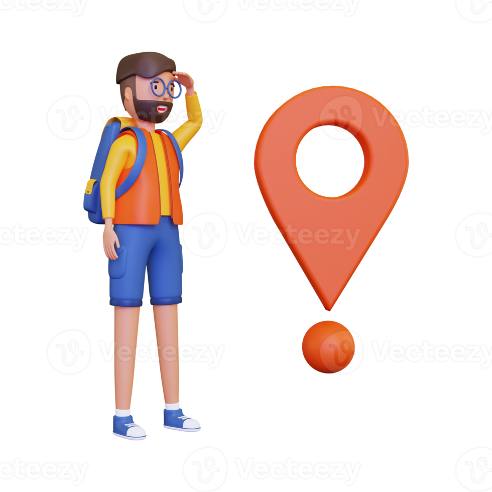 3d Backpacker finding the location png