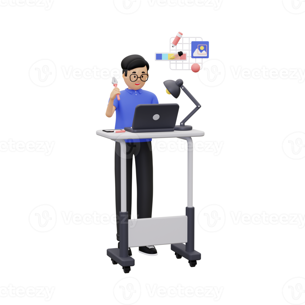 3d Graphic designer working on project png