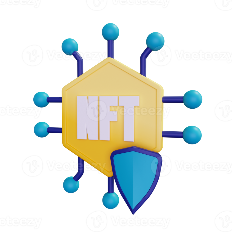 3d NFT security concept illustration png
