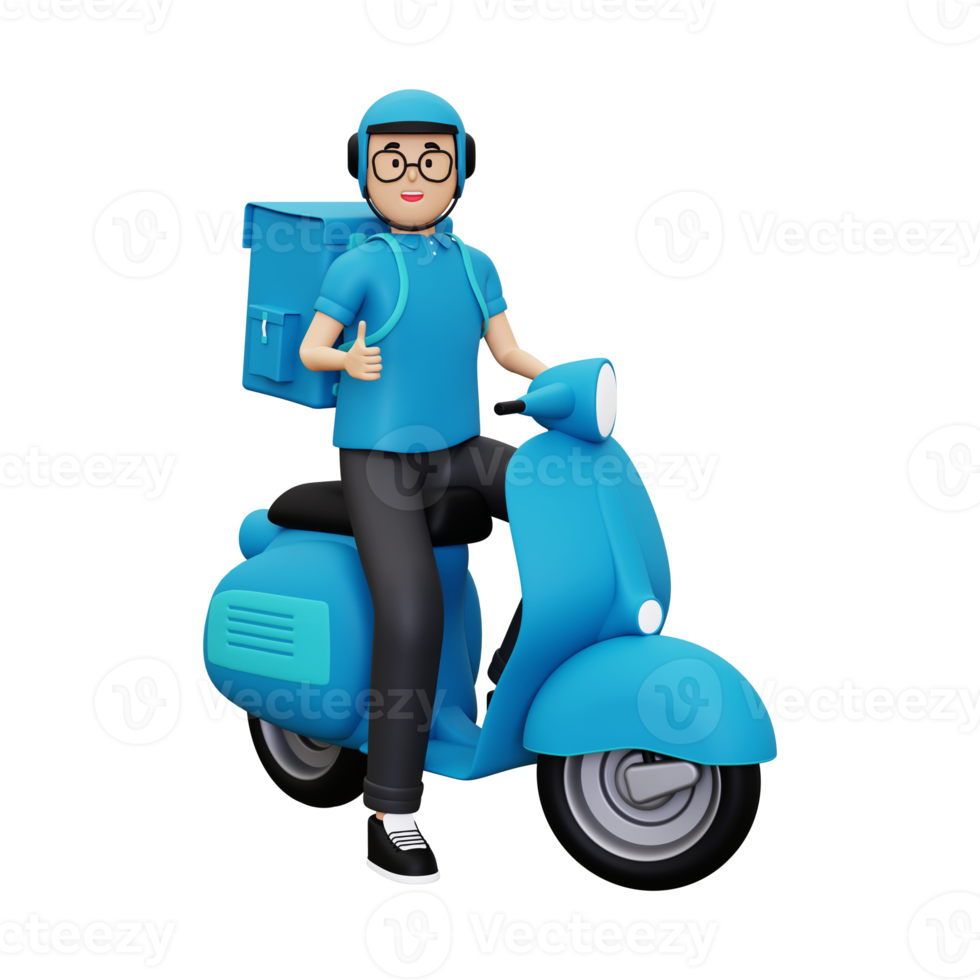 3d Deliveryman showing thumbs up png
