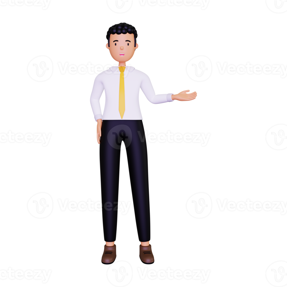 3d Businessman showing something illustration png