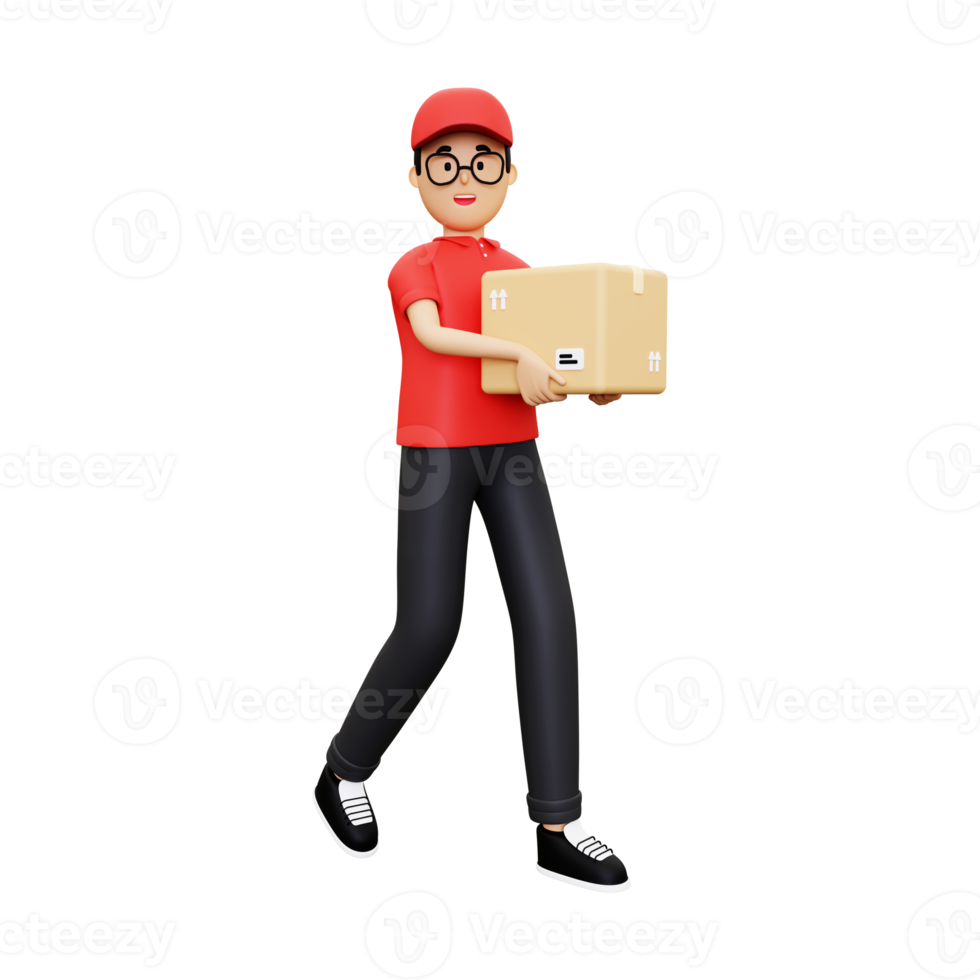 3d Deliveryman delivering courier png