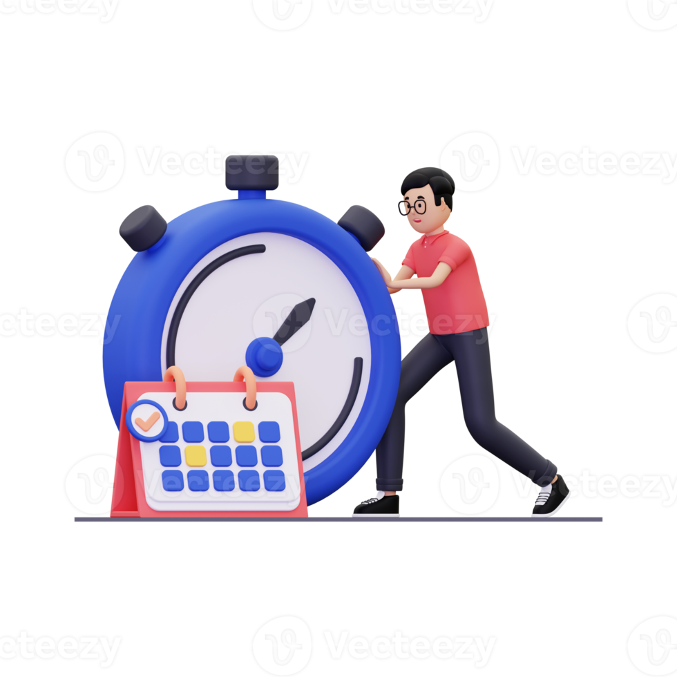 3d man scheduling work deadline png
