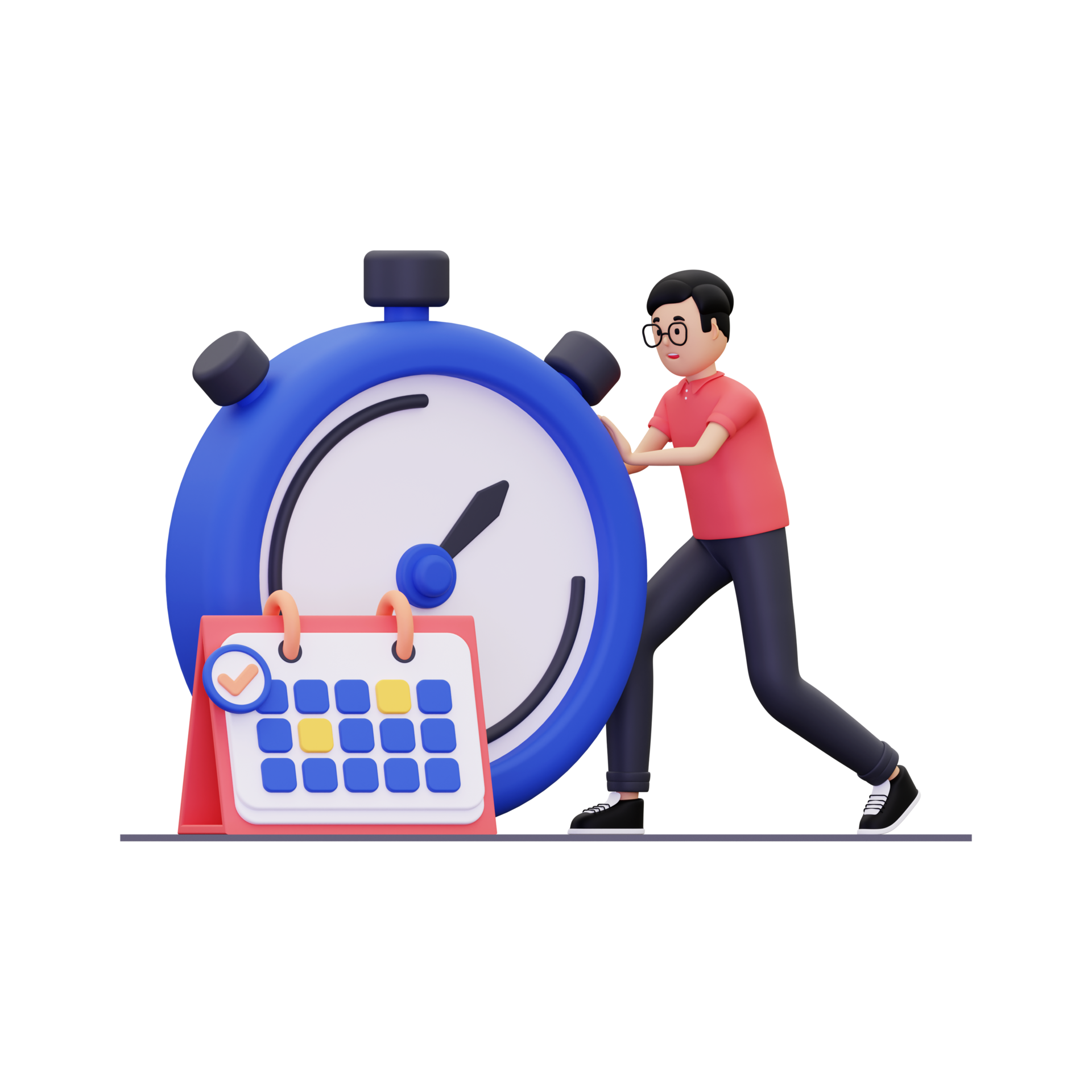 3d man scheduling work deadline 10872911 PNG