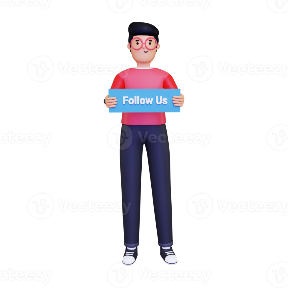 3d Follow Us Marketing png