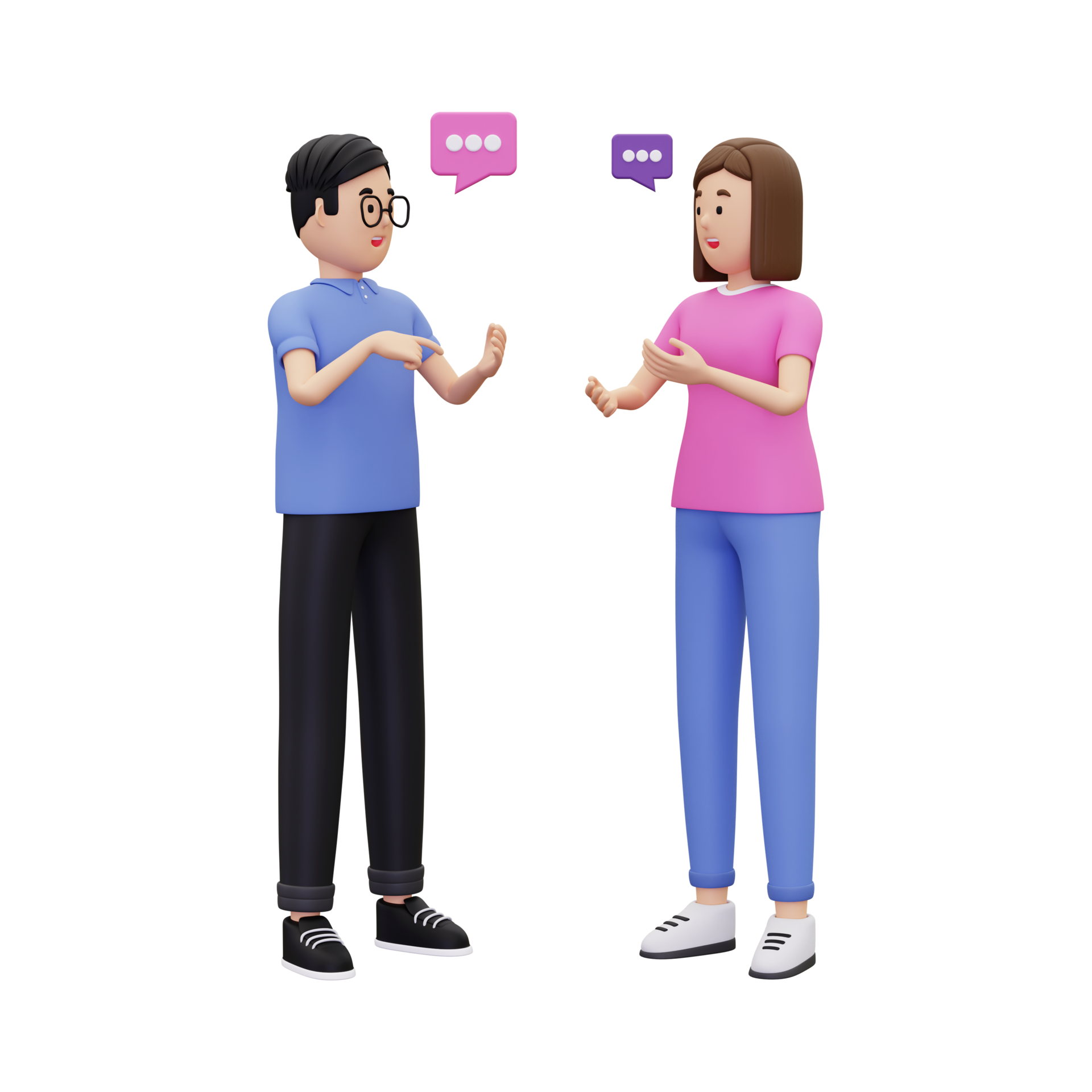 3d a man and a woman were discussing something illustration 10872936 PNG