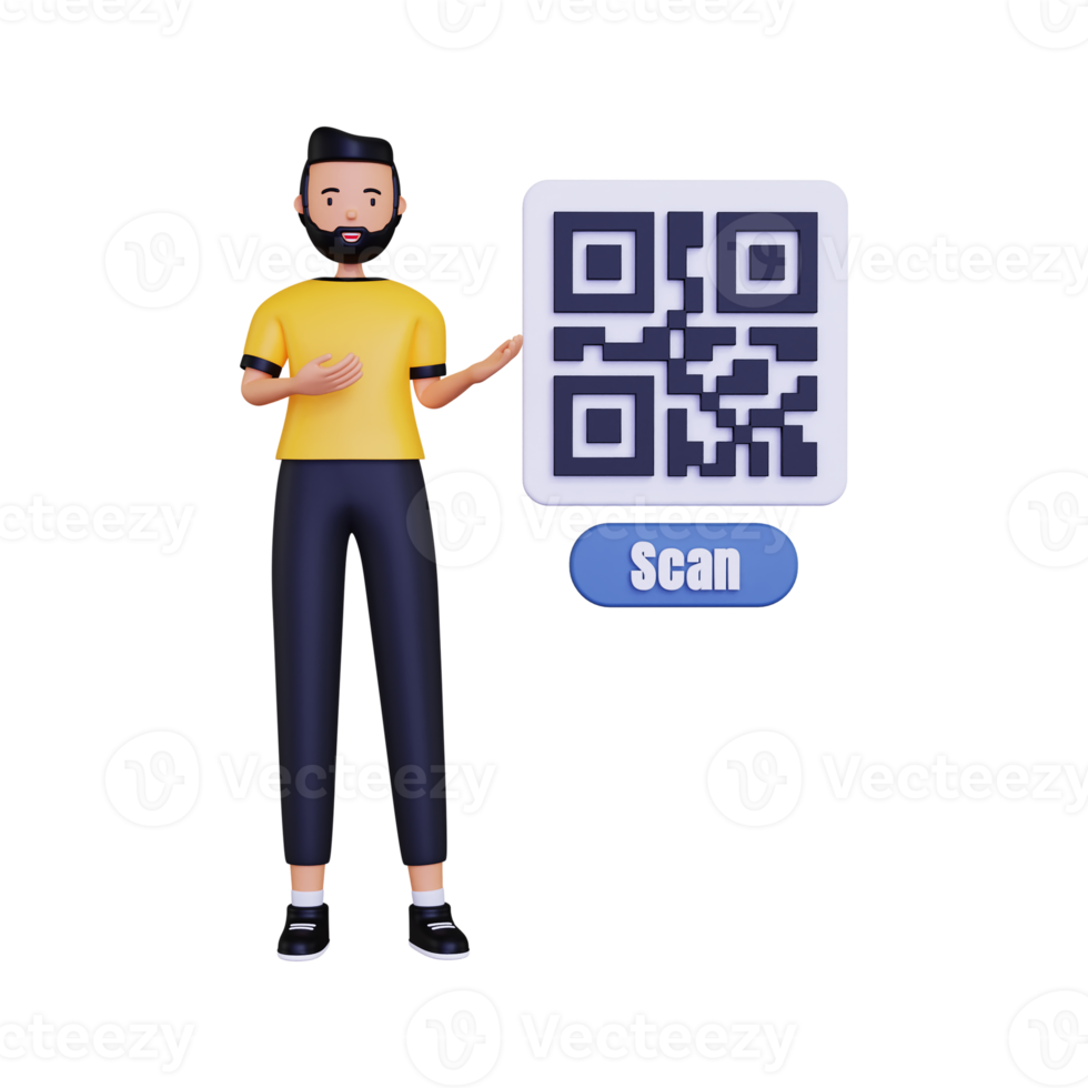 ilustración de escaneo de código qr 3d png