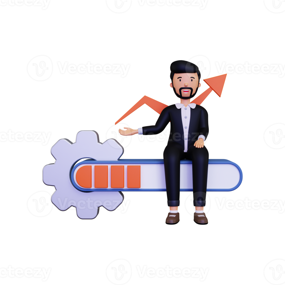 3d Businessman showing process chart png