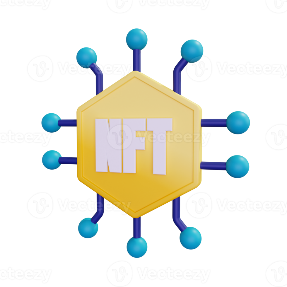 3d non fungible token concept illustration png