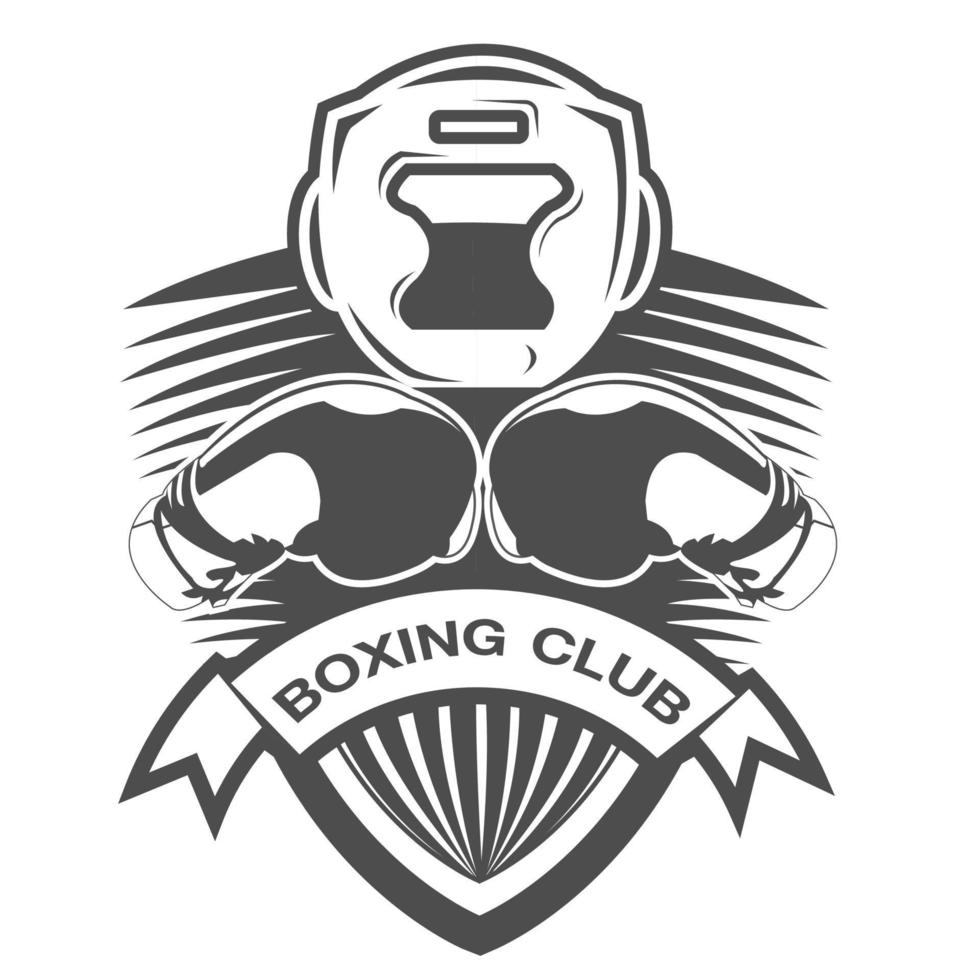 logotipo de guantes de boxeo en blanco y negro vector