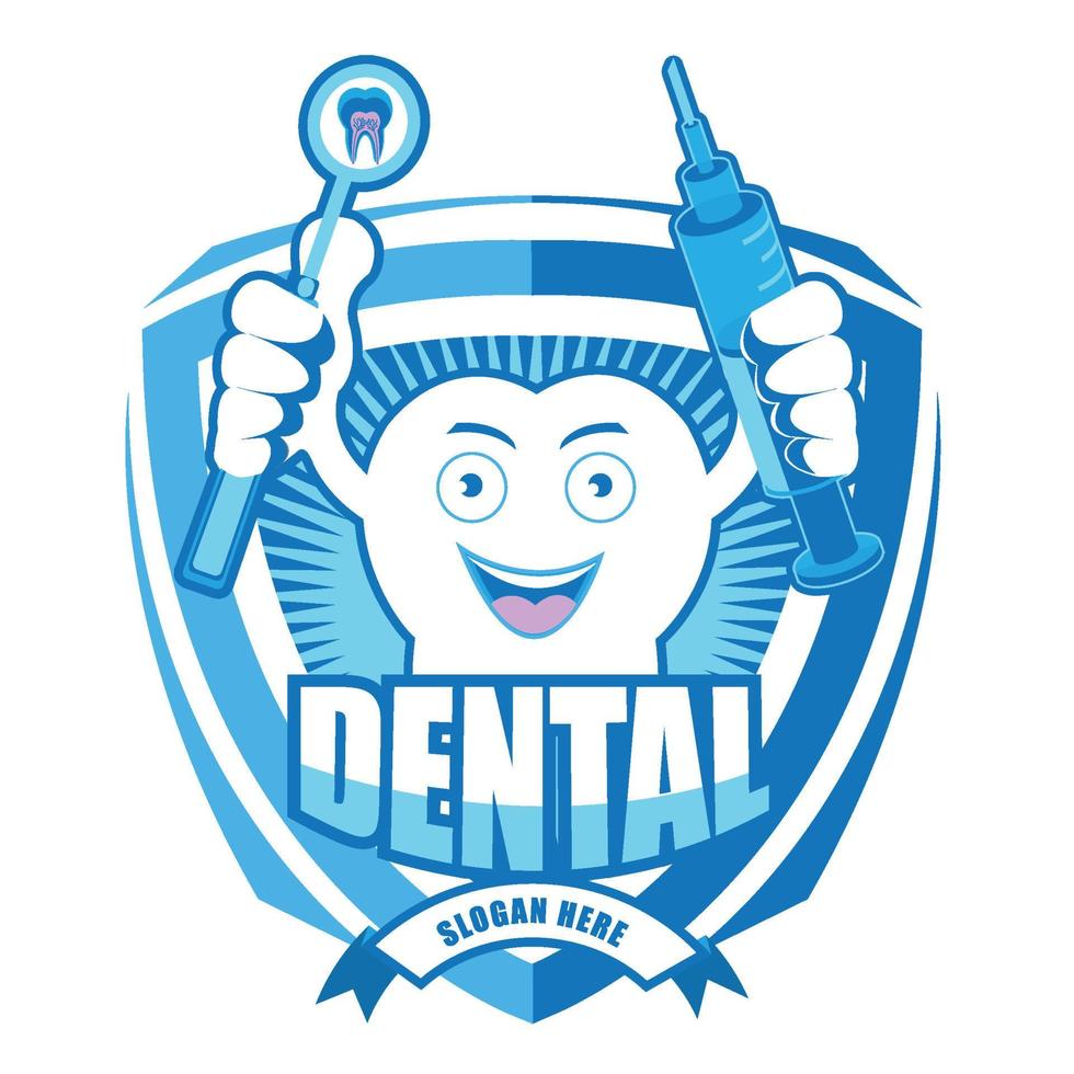 Cartoon Smiling tooth label.It's Dental care concept. vector