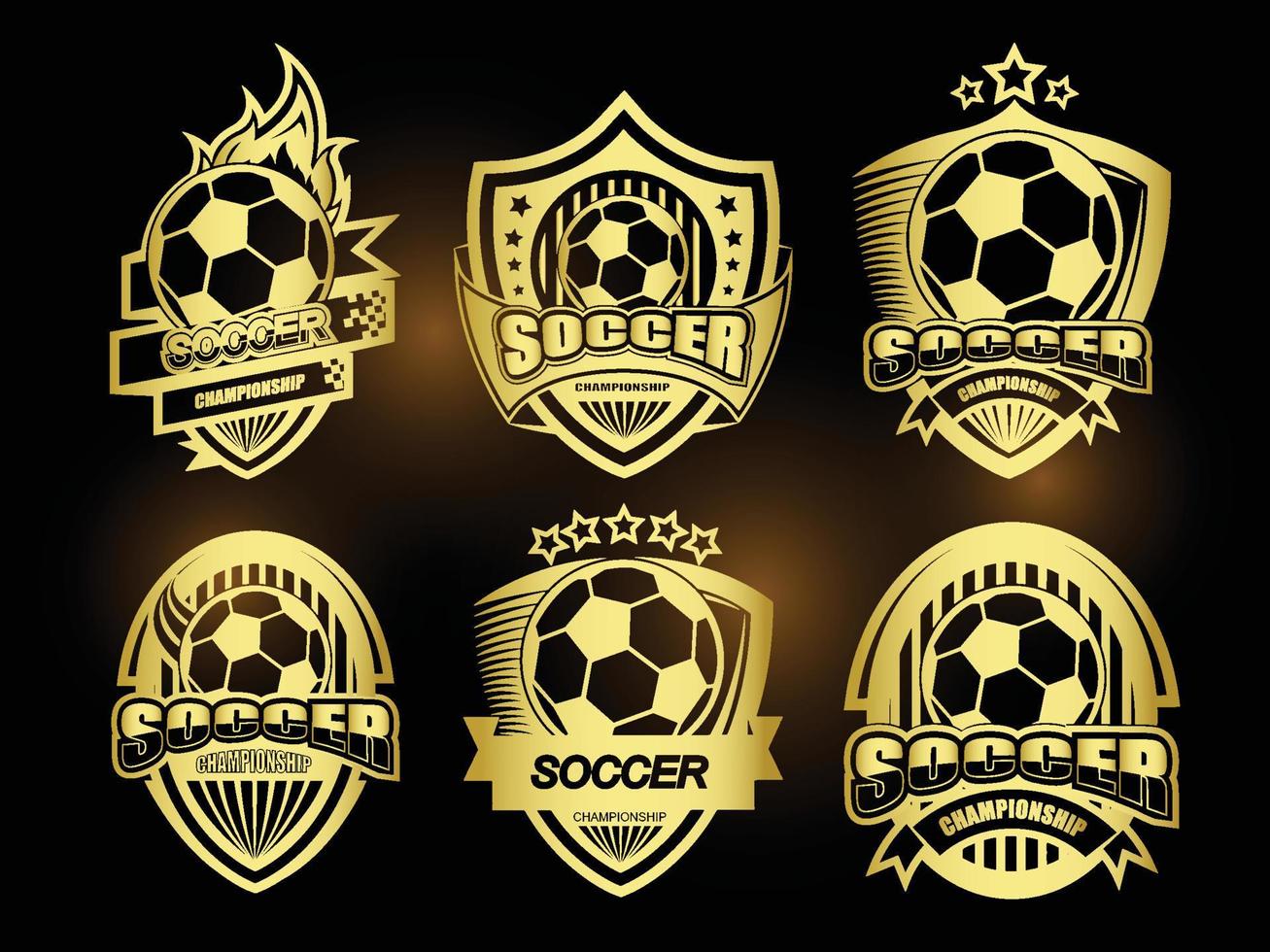 ilustración del logotipo de fútbol dorado o conjunto de etiquetas vector