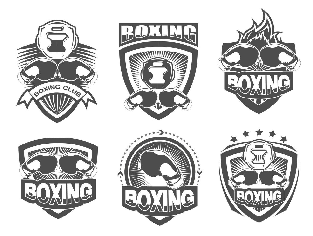 Collection of black and white Boxing Gloves logo set vector