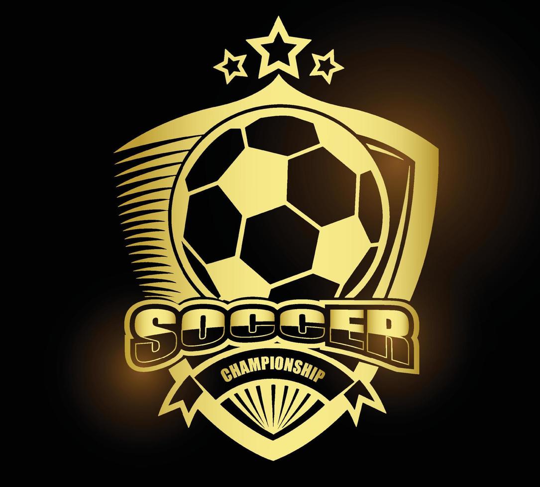 Illustration of golden soccer symbol or label vector