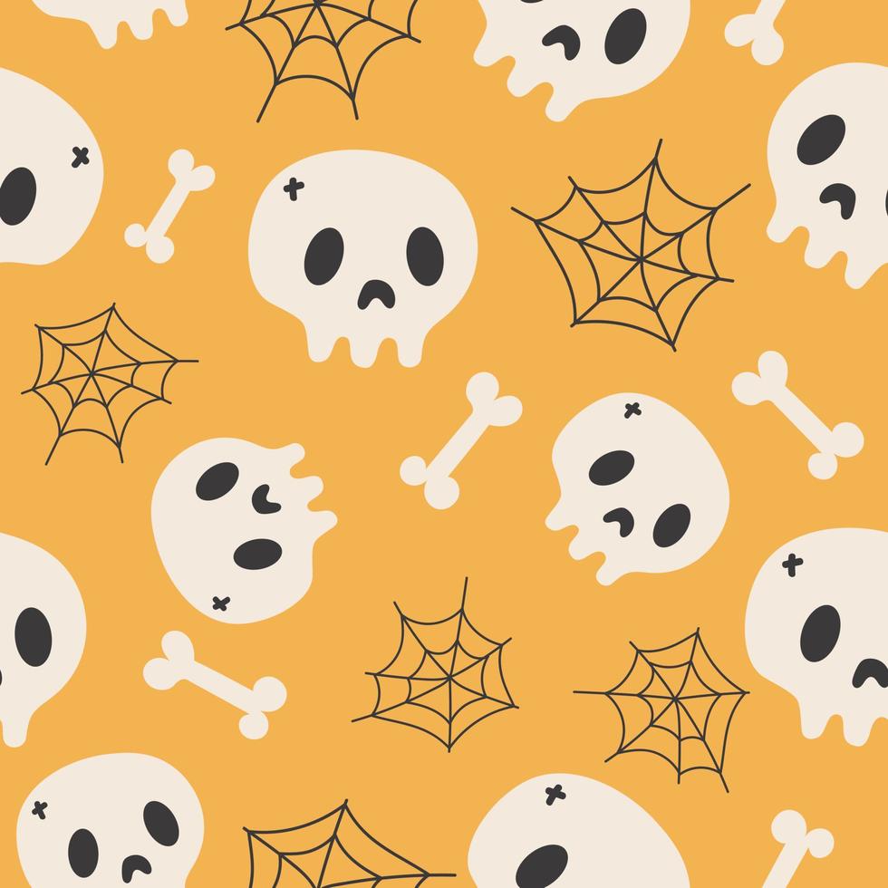 Happy Halloween cute vector seamless pattern skull. Creative childish texture in scandinavian style. Great for fabric, textile Vector Illustration.