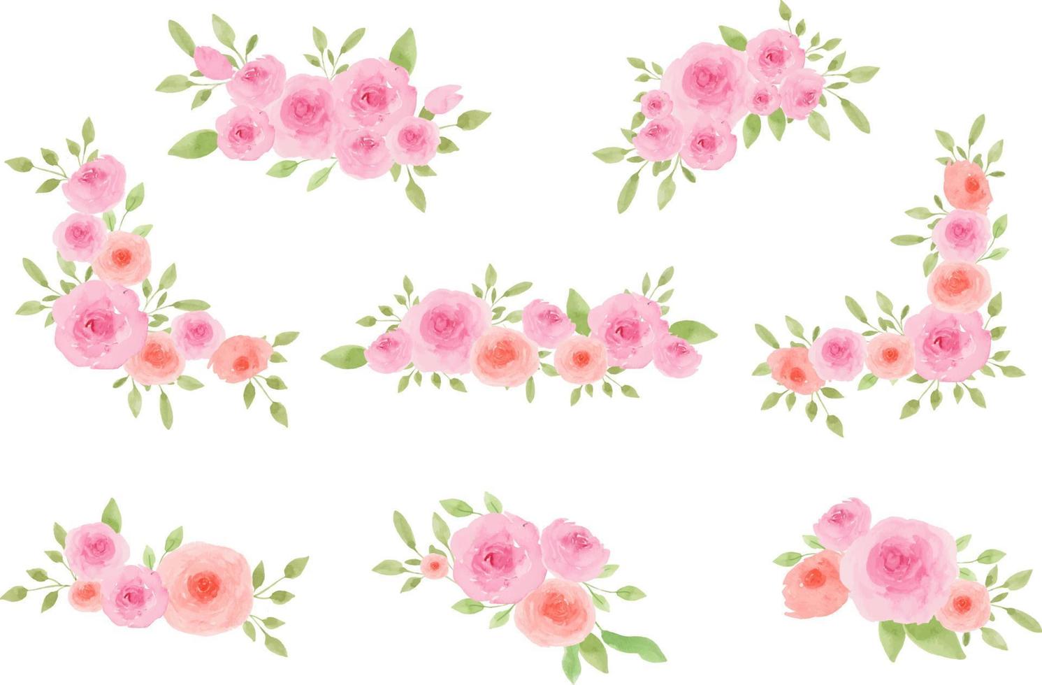 Pink Rose Arrangement Watercolor vector