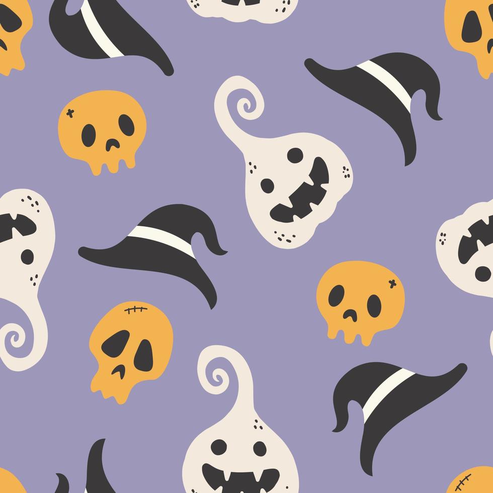 Holiday seamless pattern with funny characters pumpkins. Halloween vector illustration. Creative childish texture in scandinavian style. Great for fabric, textile.