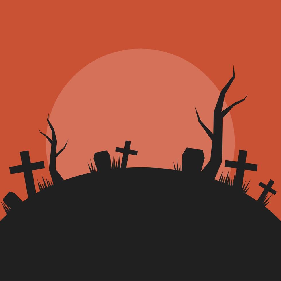 graveyard background illustration in silhouette style suitable for halloween vector