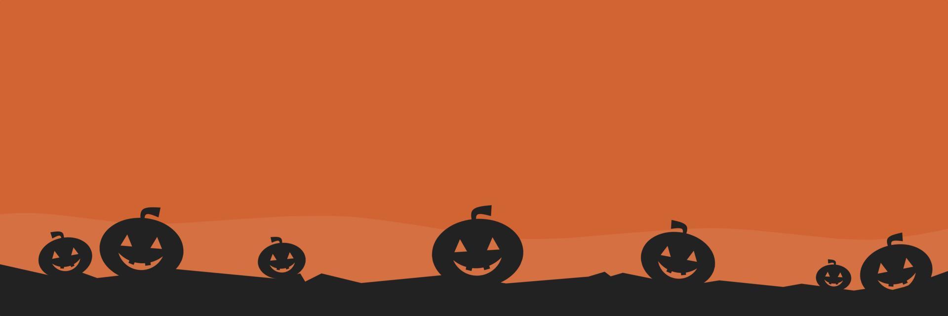 silhouette halloween banner template with pumpkin vector