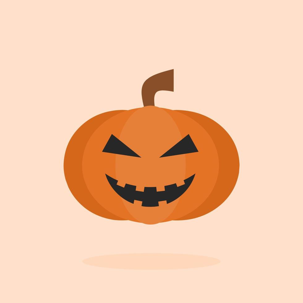 halloween pumpkin flat illustration with scary smile expression vector