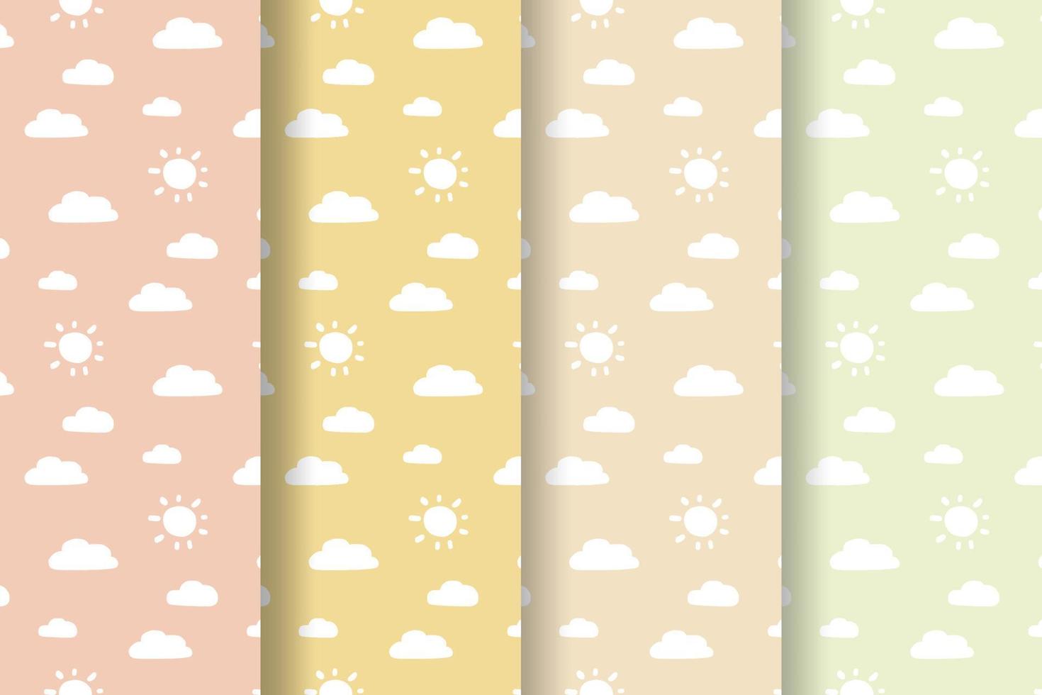 Cloud and Sun Pastel Pattern vector