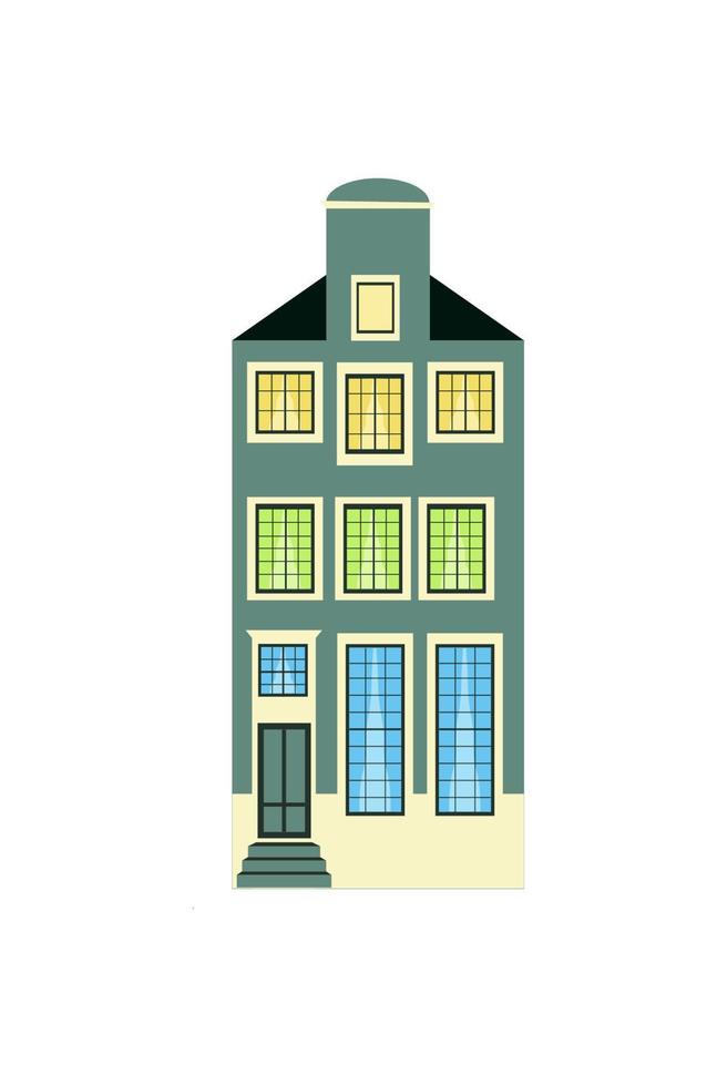 edificio antiguo con buhardilla vector