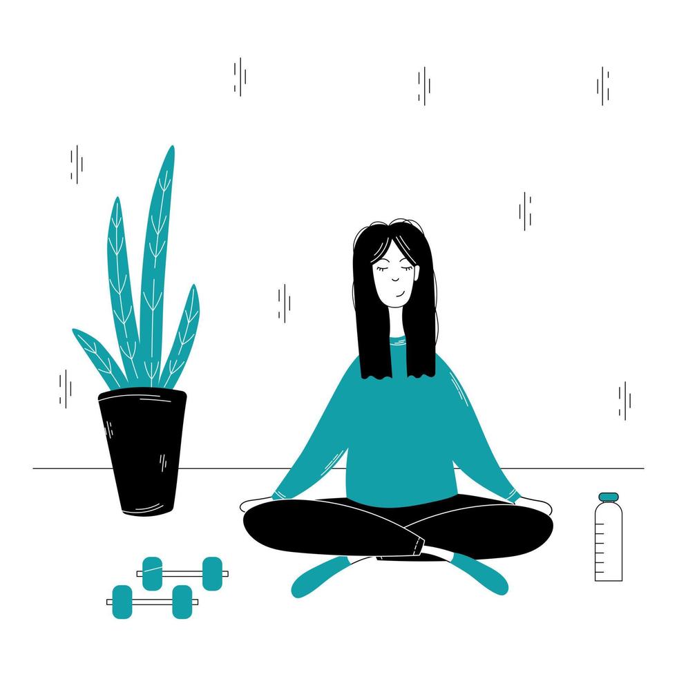 Doodle hand drawn vector illustrated in wellness, happiness and peace concept. Yoga.