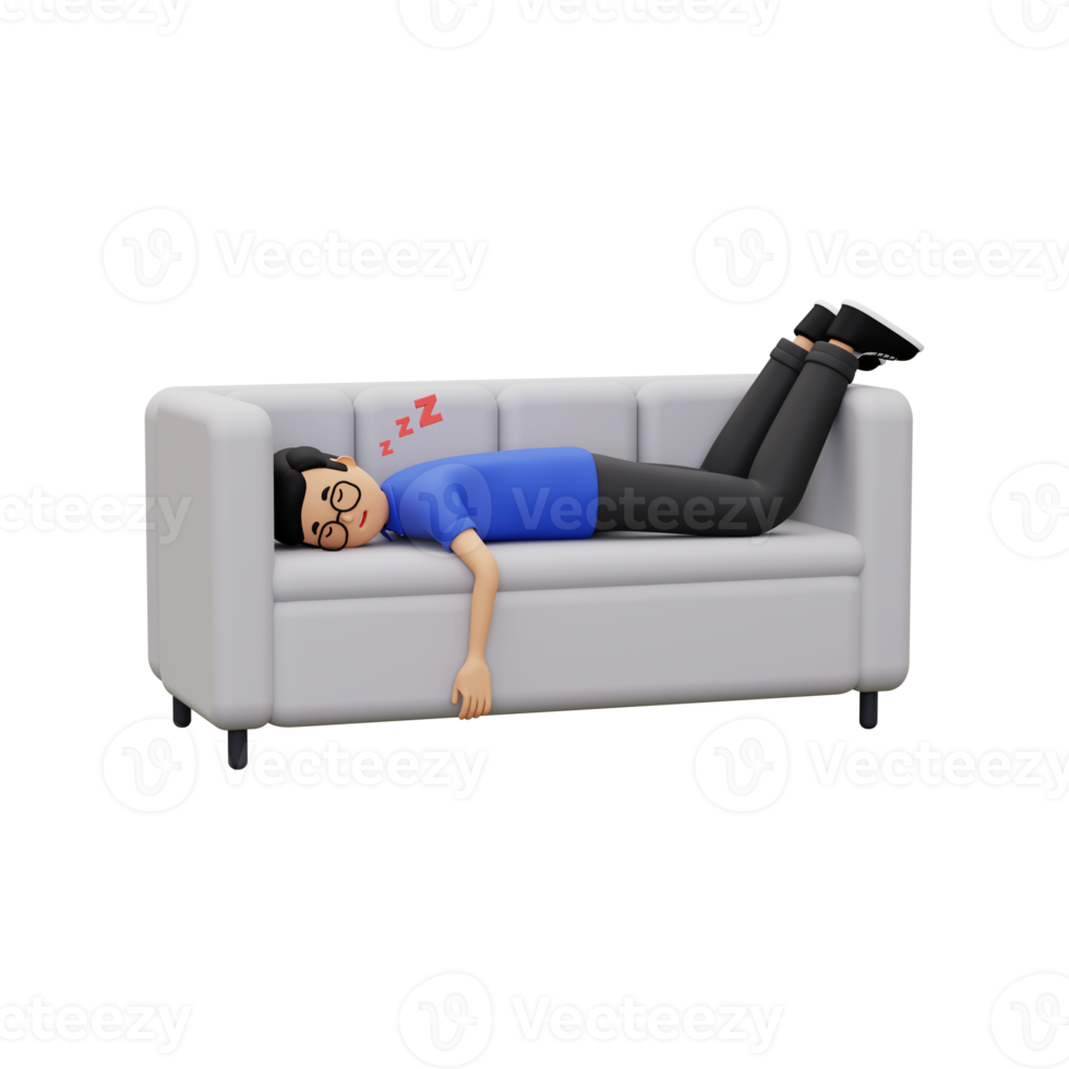 3D-Mann, der auf dem Sofa schläft png