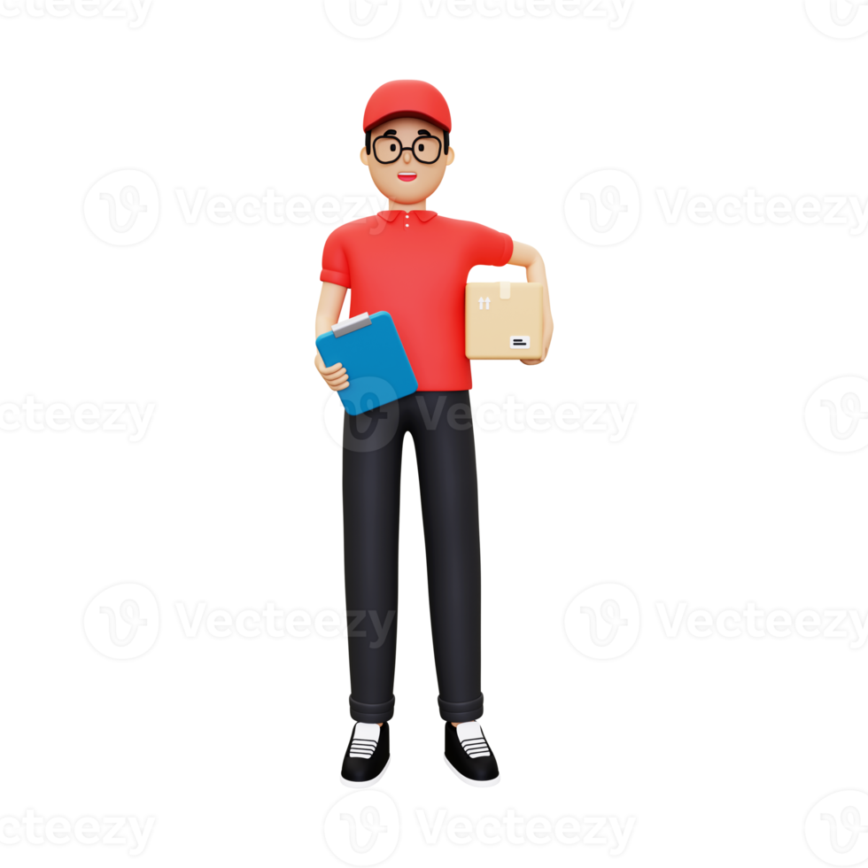 3d Deliveryman holding courier png