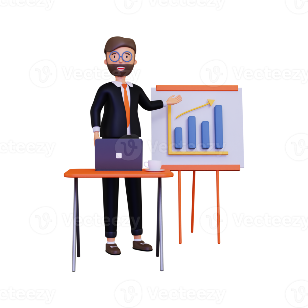 3d Businessman giving a presentation png