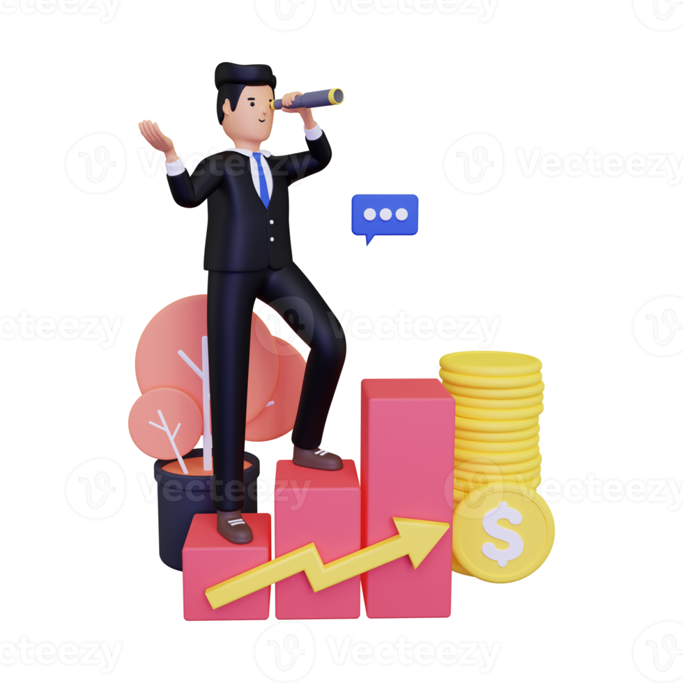 3D-Mann, der an Umsatzwachstum arbeitet png