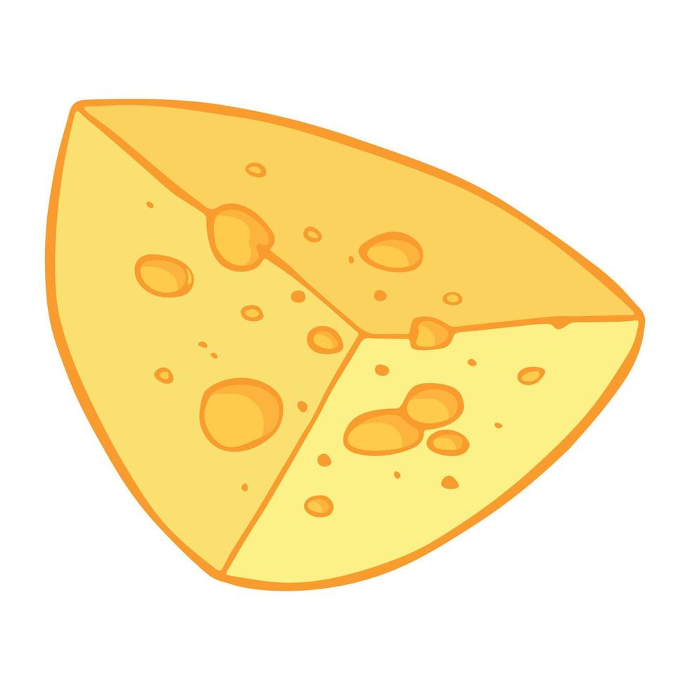 Hand drawn cheese parts and slices isolated on a white background. Cheese icon. Vector cheese clipart