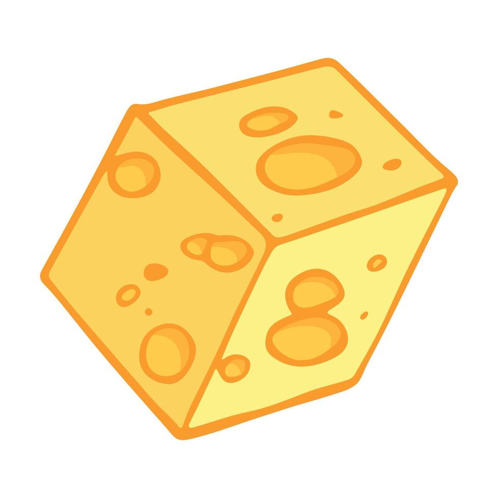 Hand drawn cheese parts and slices isolated on a white background. Cheese icon. Vector cheese clipart