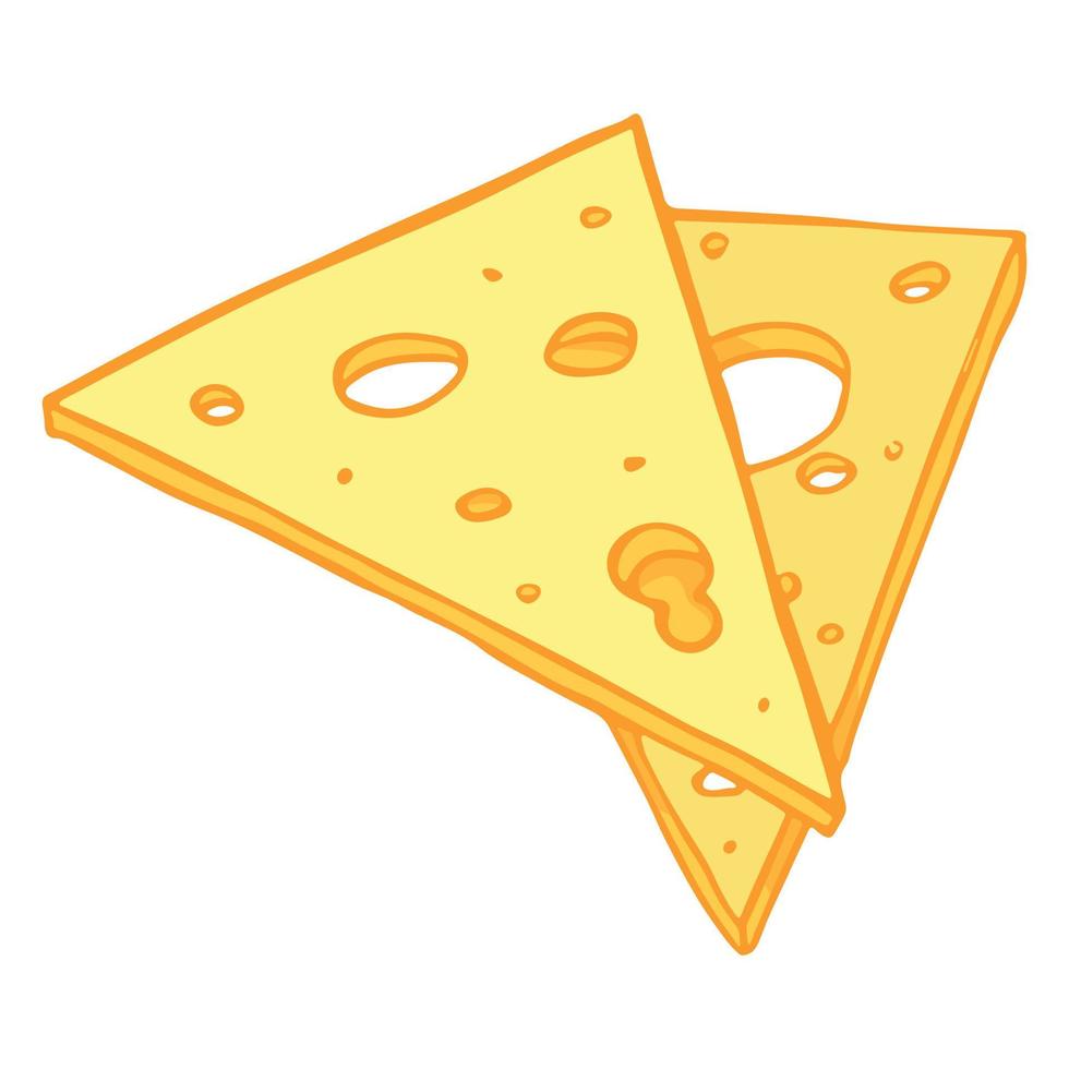 Hand drawn cheese parts and slices isolated on a white background. Cheese icon. Vector cheese clipart