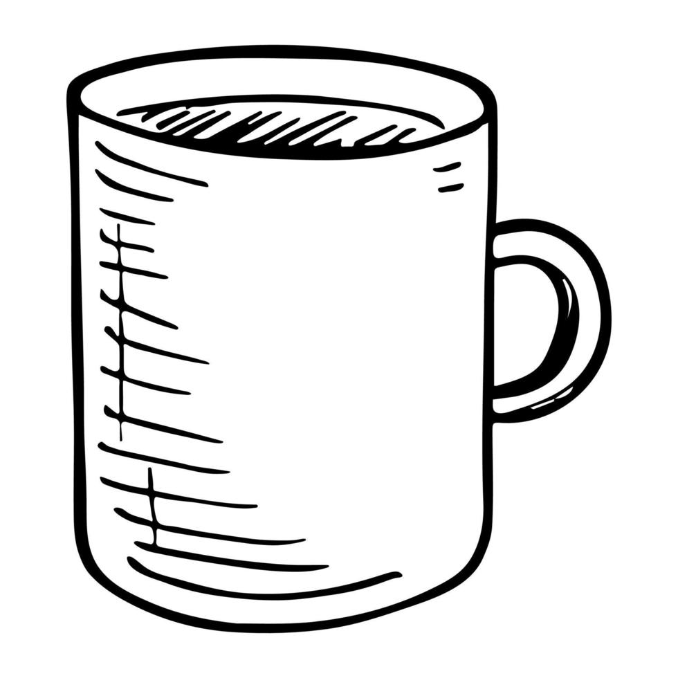 Cute cup of tea or coffee illustration. Simple mug clipart. Cozy home doodle vector