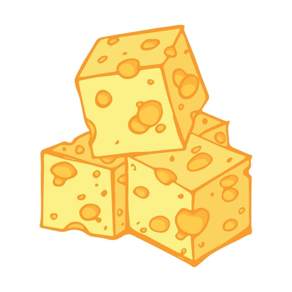 partes y lonchas de queso dibujadas a mano aisladas en un fondo blanco. icono de queso. Imágenes Prediseñadas de vector de queso