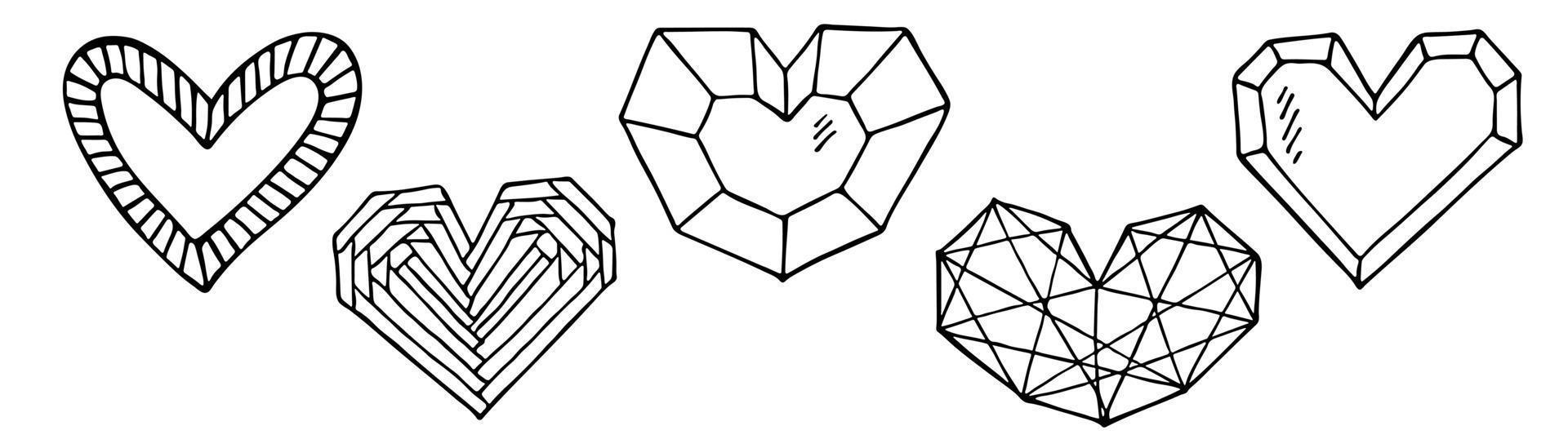 Set of simple hand drawn heart illustration. Cute valentine's day heart doodle. vector