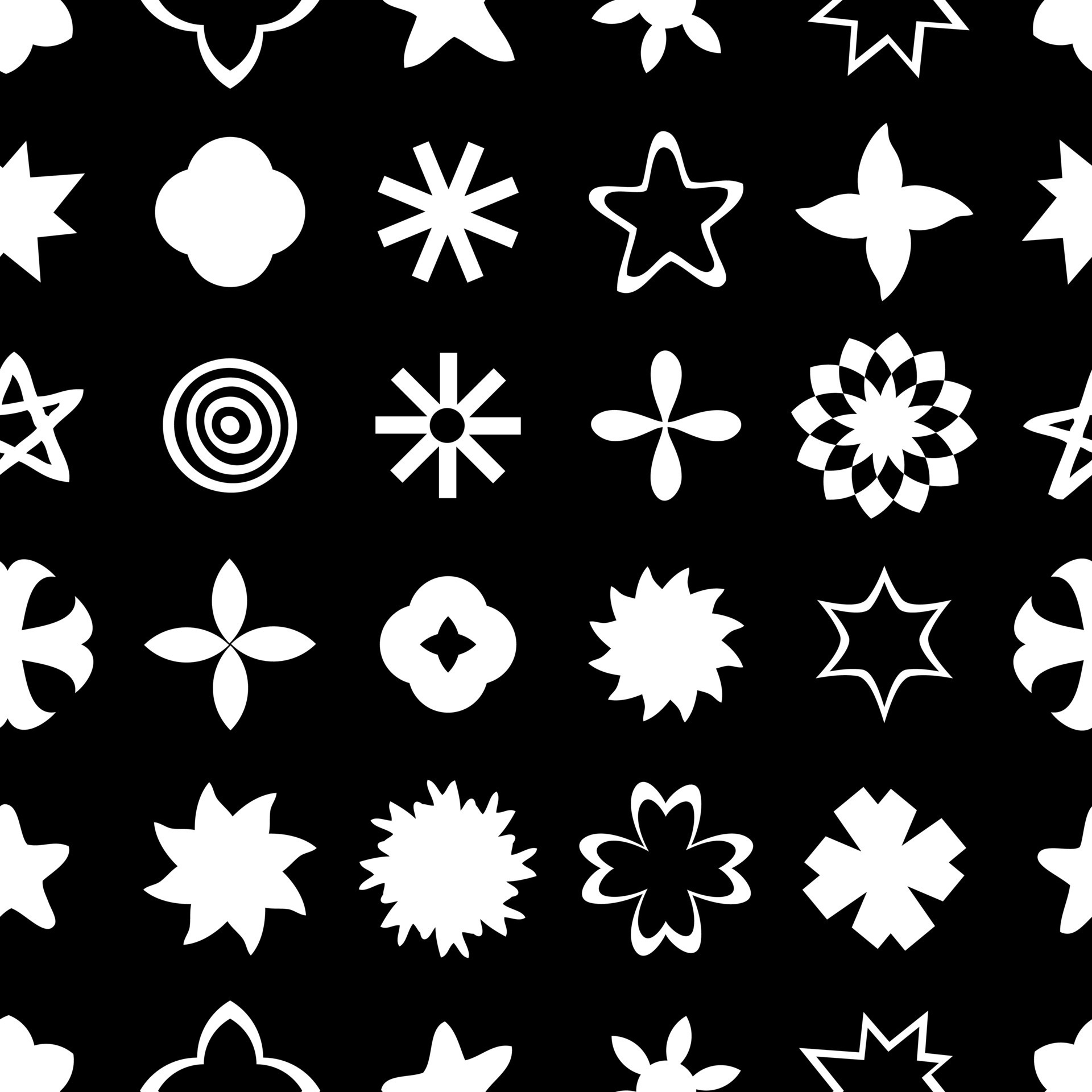 Monochrome Y2K stars, starburst futuristic seamless pattern. 10873535