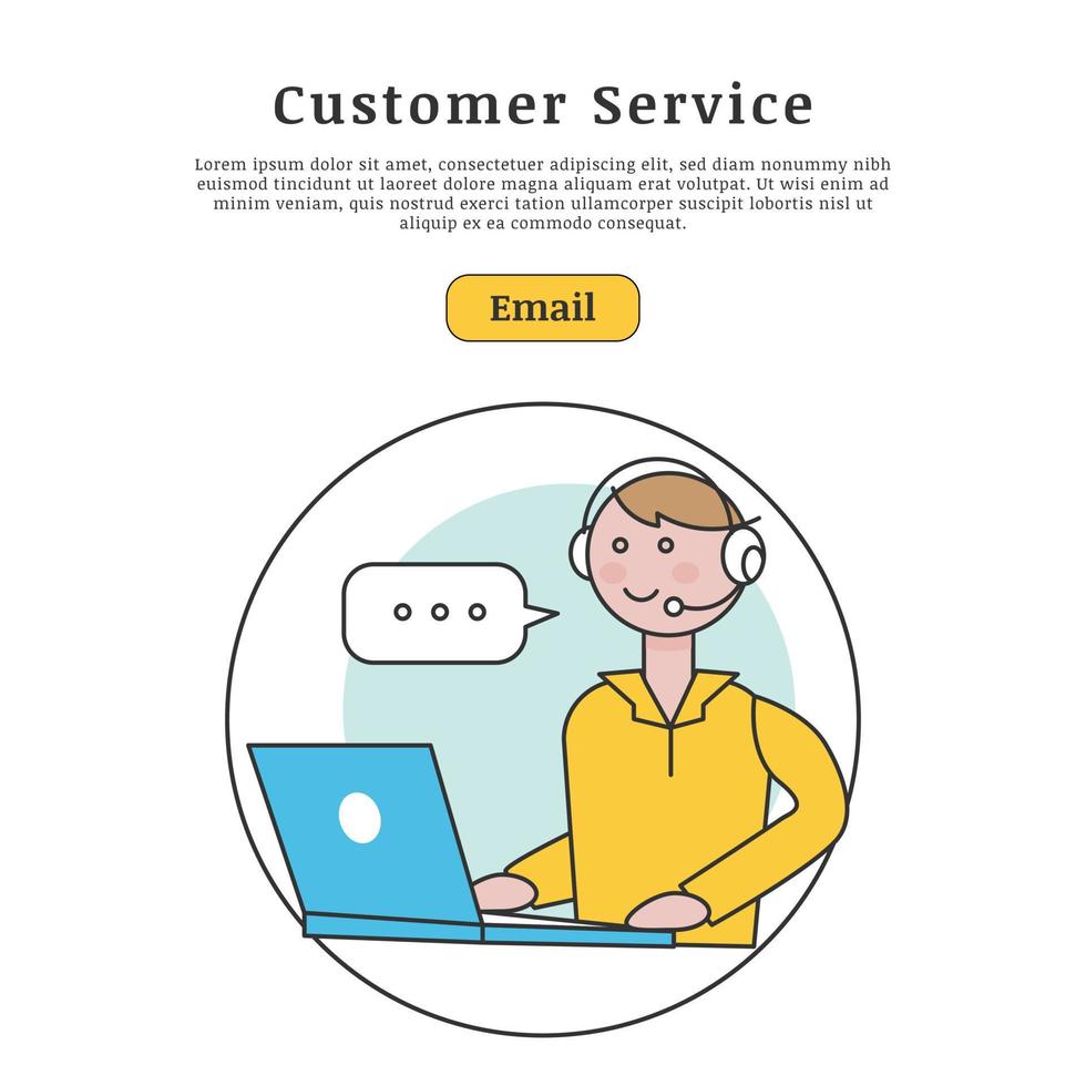 Call center and technical support for customer, online consultation, customer service, flat illustration vector