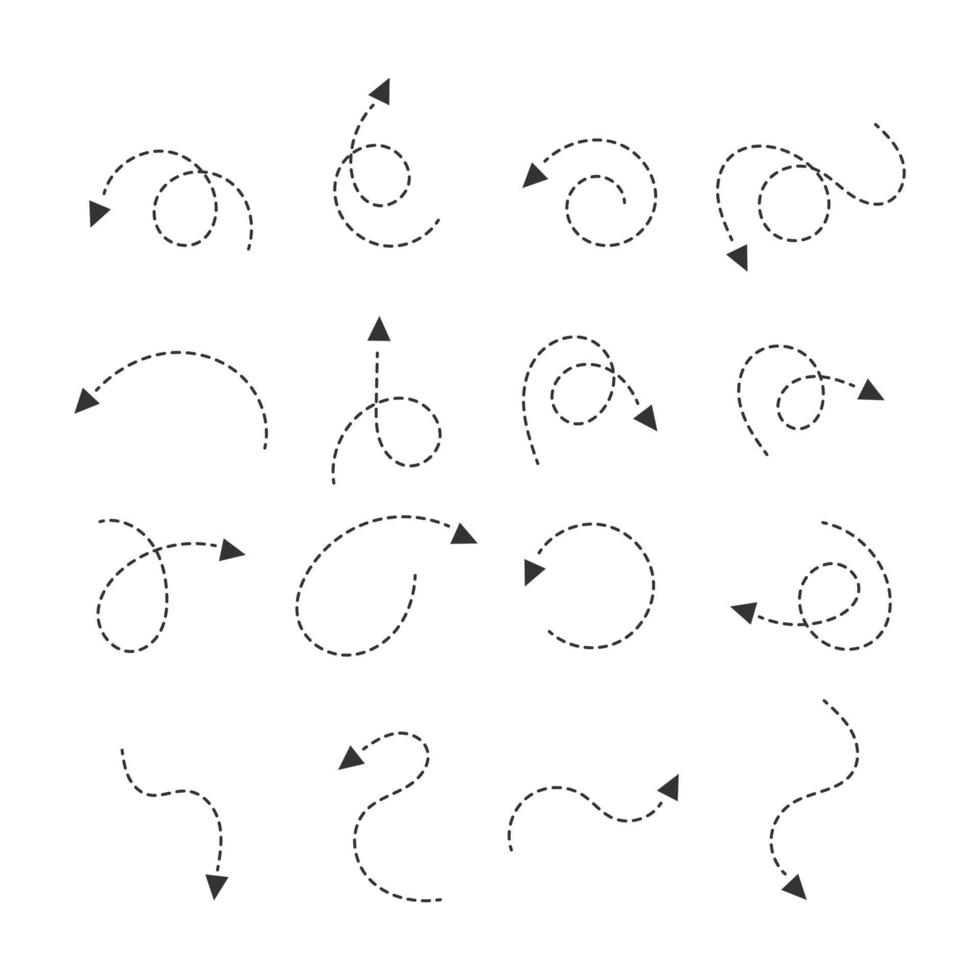 Vector dotted line arrows collection.