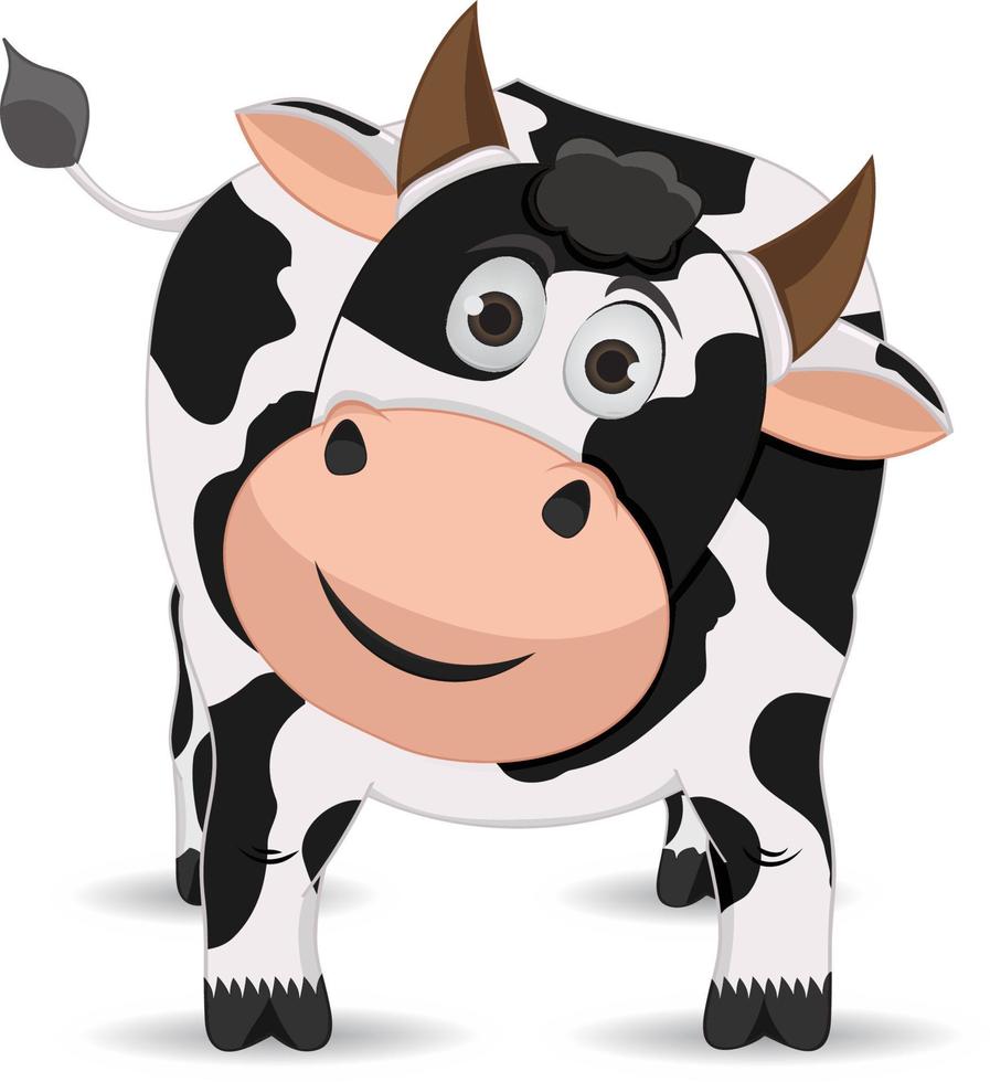 cartoon male cow standing and smile vector