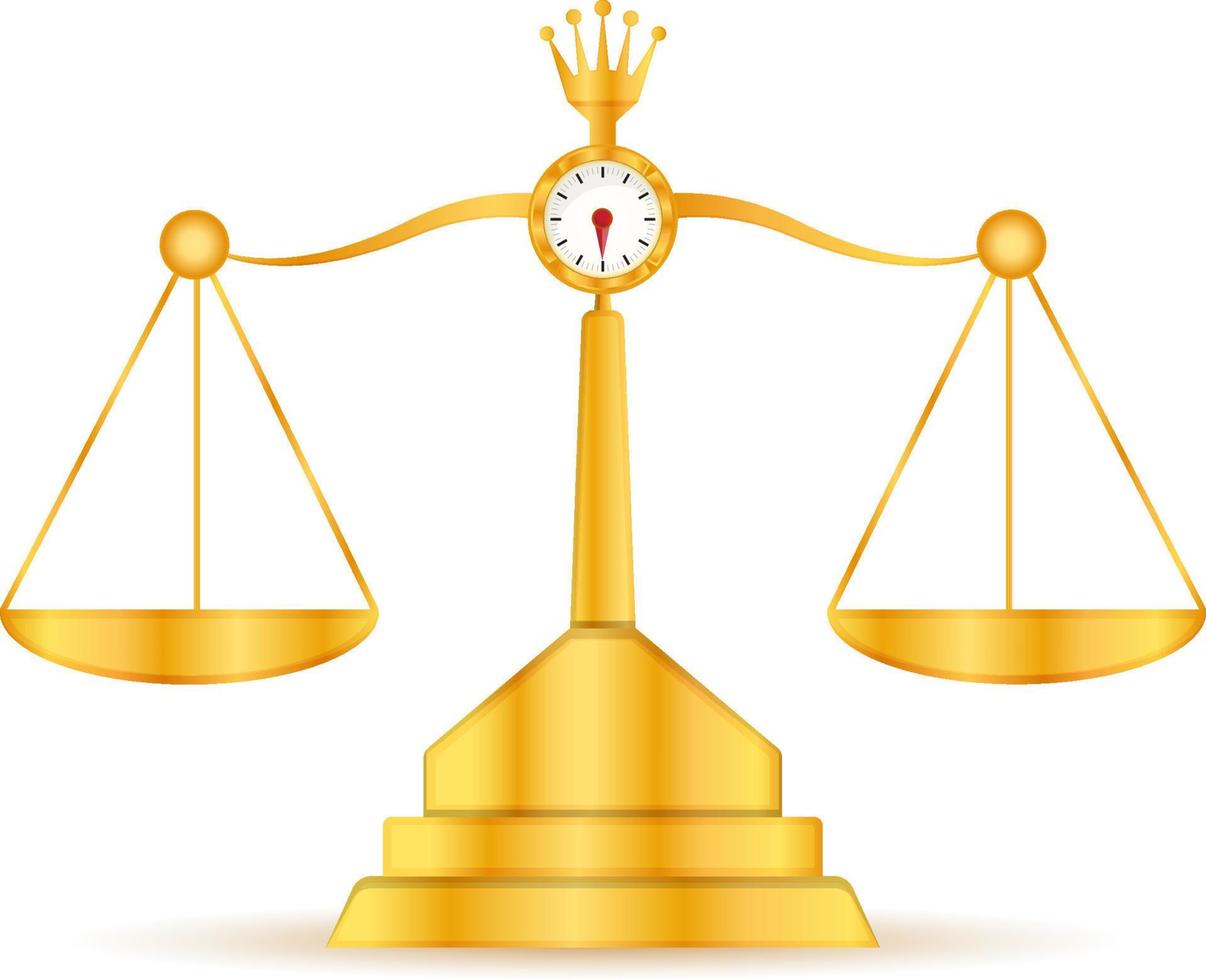 The Justice Scales, scales in a gold color design isolated on a white background vector