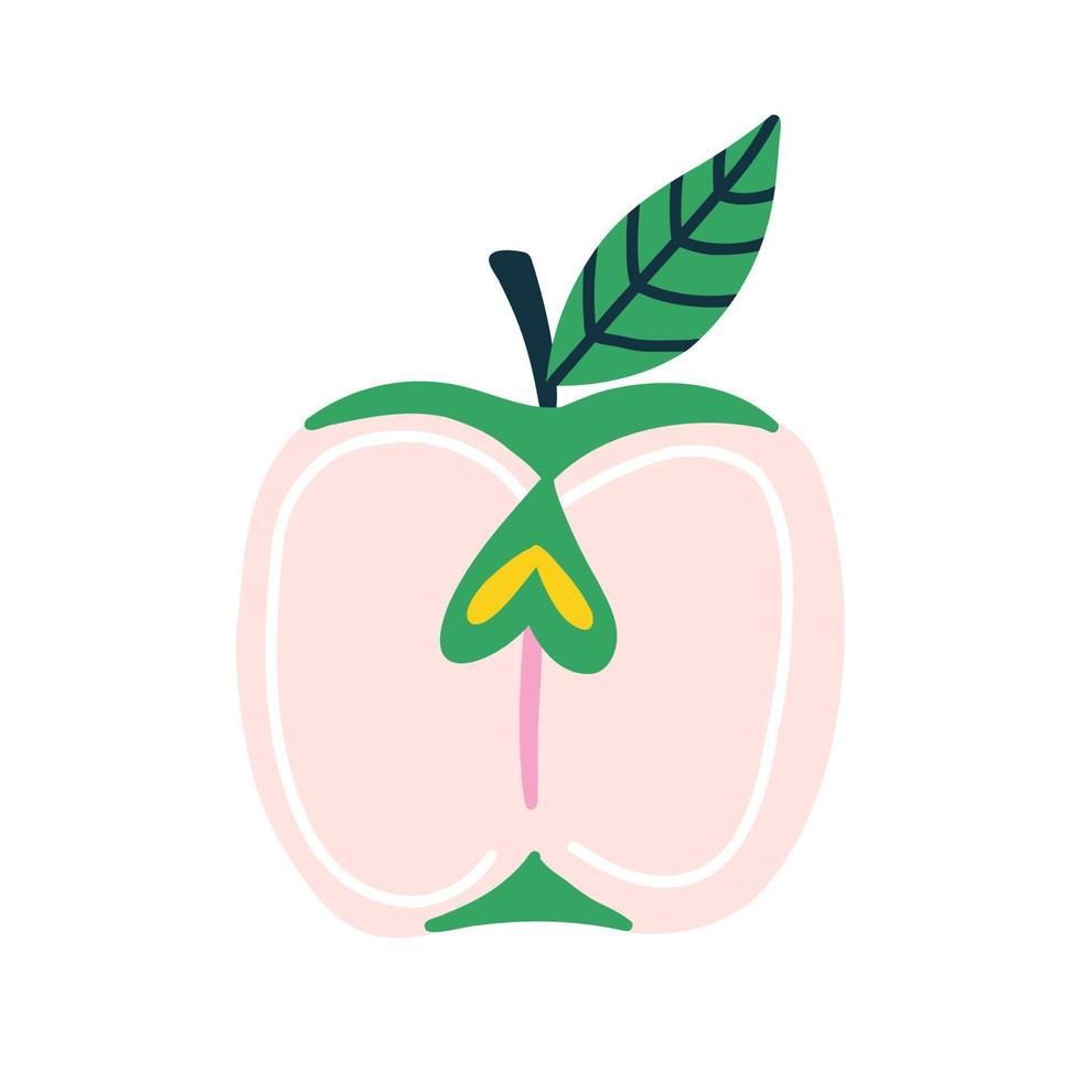 A healthy green apple in a slice vector