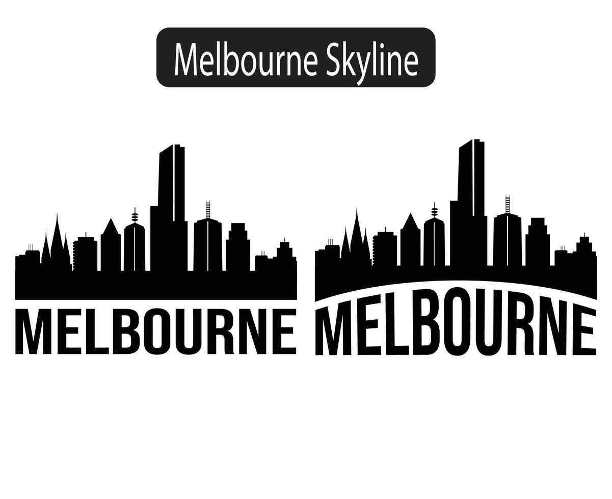 Melbourne City Skyline Silhouette Vector Illustration