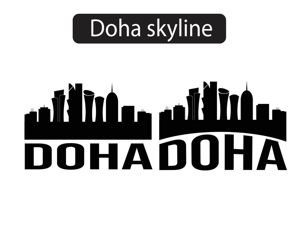 Doha City Skyline Silhouette Vector Illustration